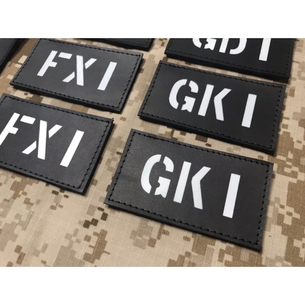 画像2: T.P.LABO コールサインパッチ　黒皮パッチ白ステンシル文字   2枚セット