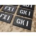 画像2: T.P.LABO コールサインパッチ　黒皮パッチ白ステンシル文字   2枚セット (2)
