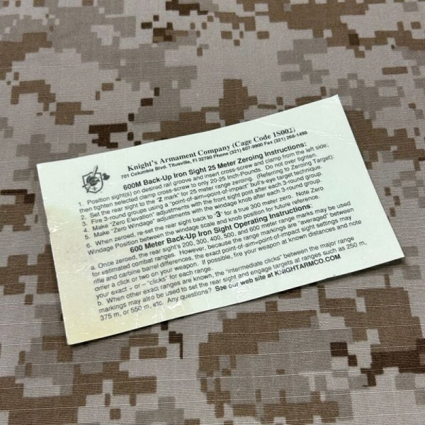 画像15: 米軍官給品  実物  knight's KAC フォールディング マイクロリアサイト 200-600M  USMC BUIS