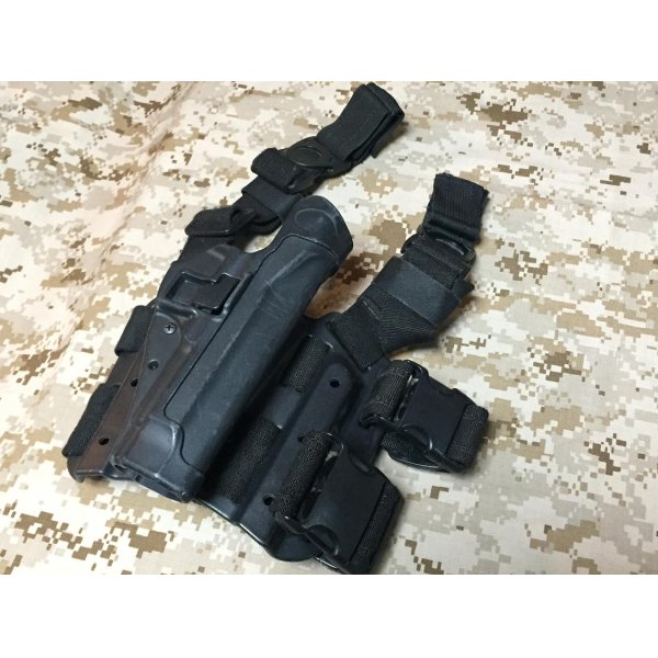 画像1: 実物放出品 BHI CQC M9(M92F)用レッグホルスター黒 右利き用