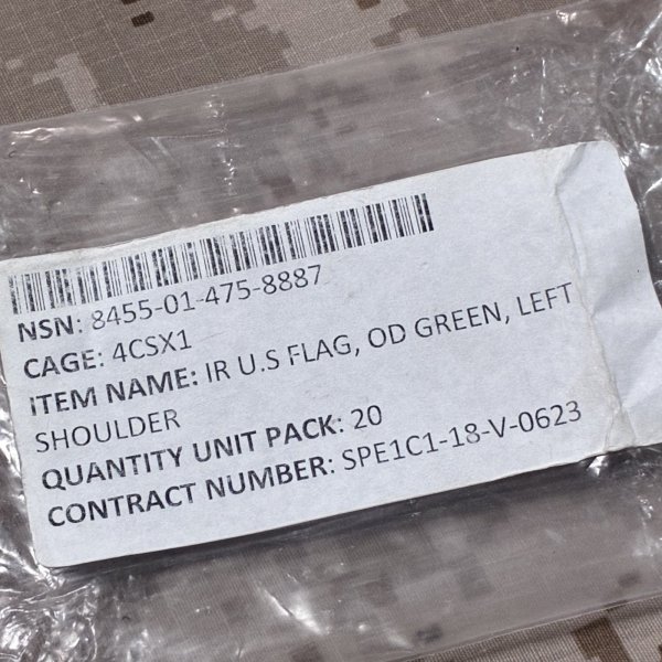 画像5: 米軍官給品 実物 星条旗 IRパッチ 正向き 未使用　ODグリーン  傷みあり