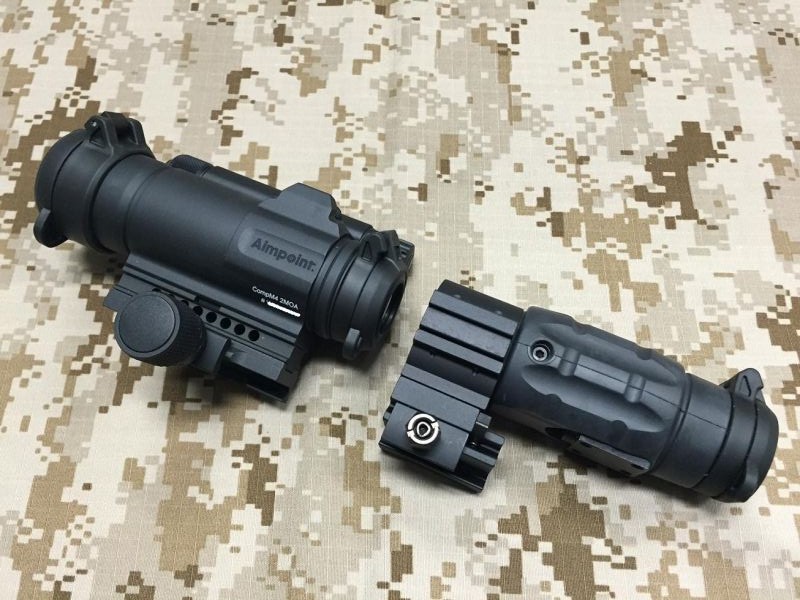 実物官給品 Aimpoint Comp M4 3x Magnifire Uk Mod Sas ドットサイト マグニセット Black Line