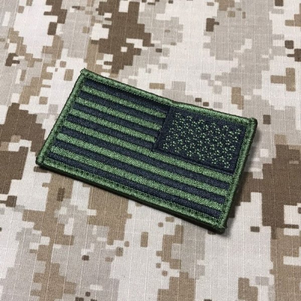 画像3: MADE IN USA 星条旗刺繍パッチ OD ベルクロ付  正向き逆向き (3)