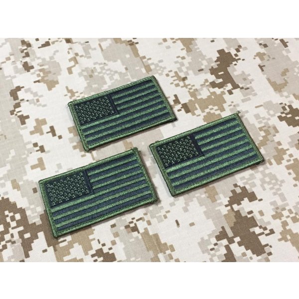 画像5: MADE IN USA 星条旗刺繍パッチ OD ベルクロ付  正向き逆向き (5)
