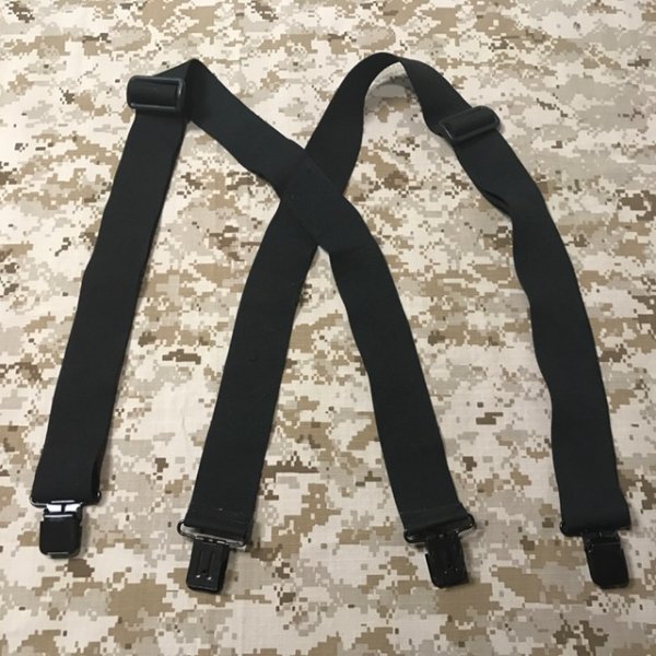 画像1: made in USA ゴム製サスペンダー　ブラック (1)